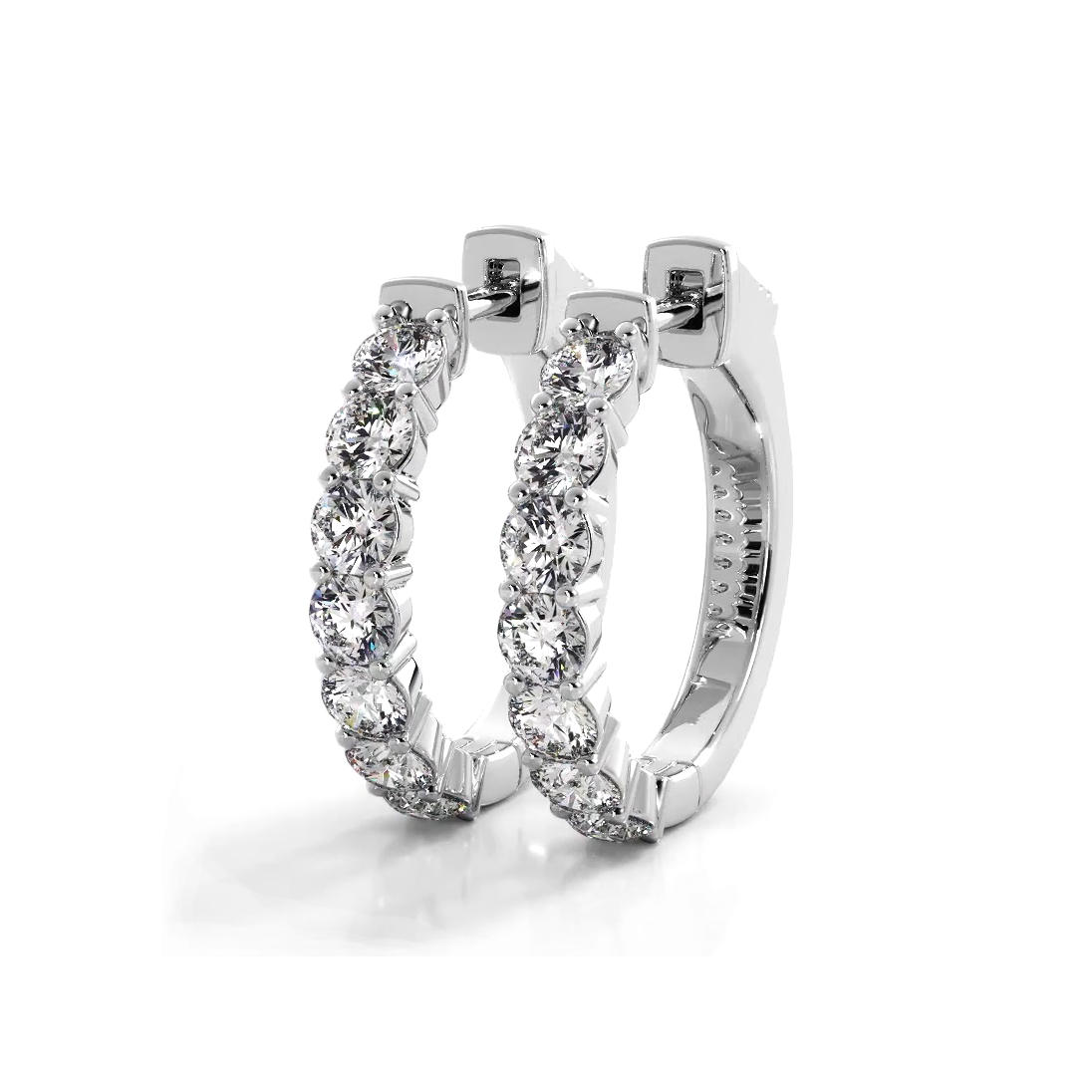 Classic 1.50 ctw. Round Diamond Hoop Earrings-VIRABYANI