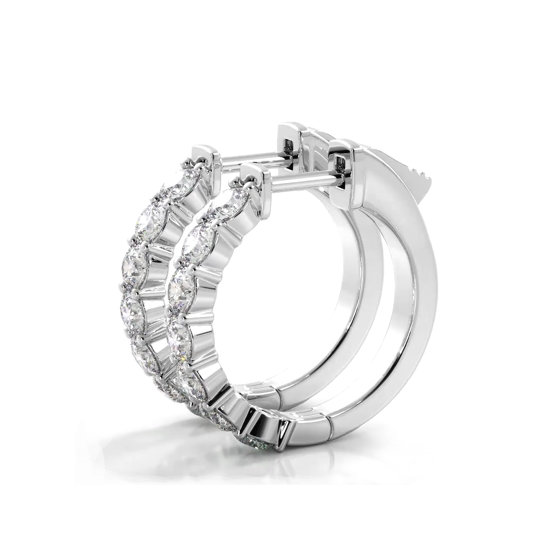 Classic 1.50 ctw. Round Diamond Hoop Earrings-VIRABYANI