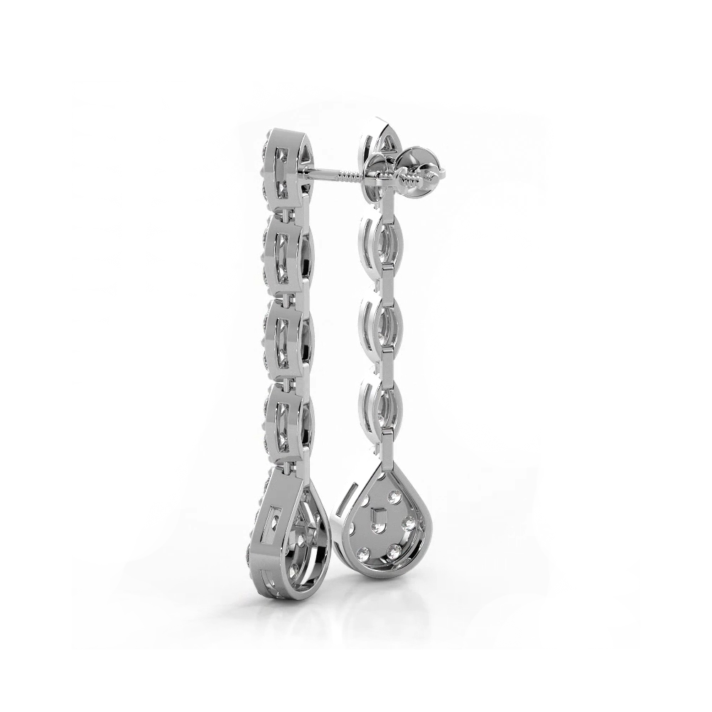 1.96 ctw. Round Diamond Sparkling Pear Drop Cluster Earrings-VIRABYANI