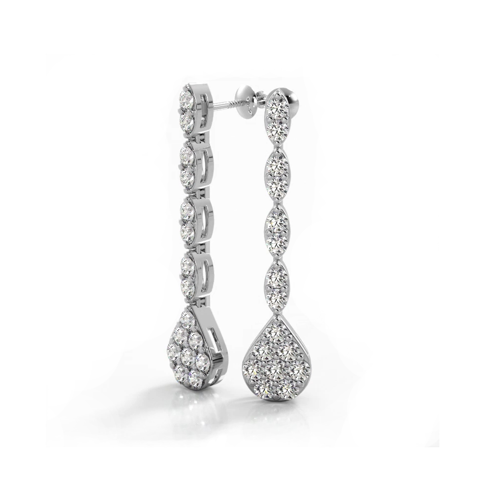 1.96 ctw. Round Diamond Sparkling Pear Drop Cluster Earrings-VIRABYANI