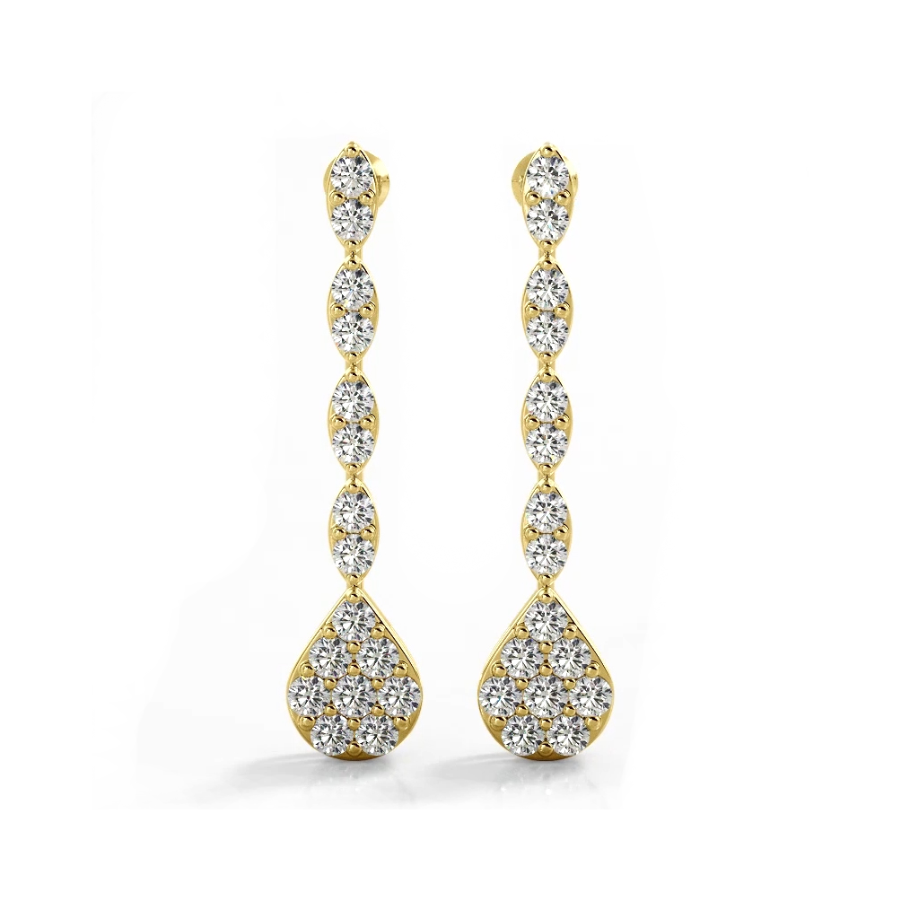 1.96 ctw. Round Diamond Sparkling Pear Drop Cluster Earrings-VIRABYANI