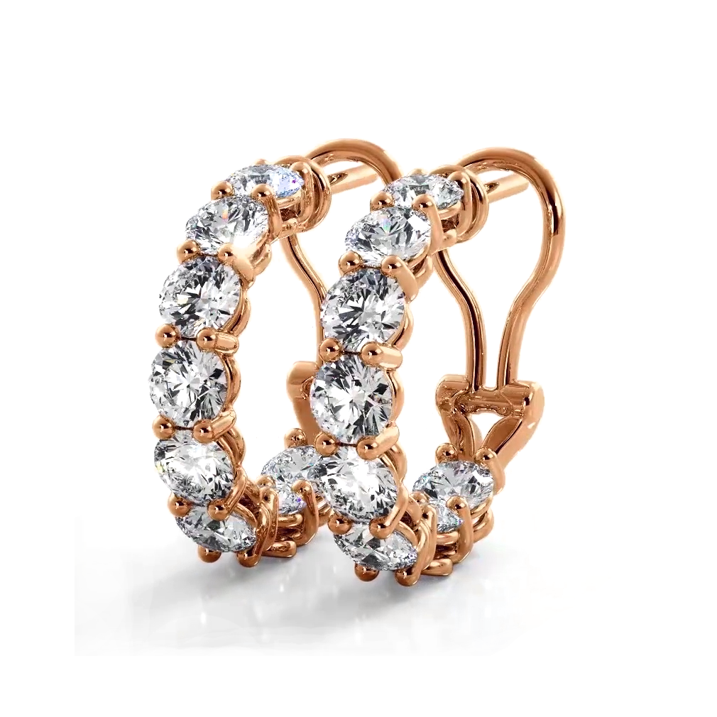 3.0 ctw. Diamond Hoop Earrings With Open Omega Backs-VIRABYANI