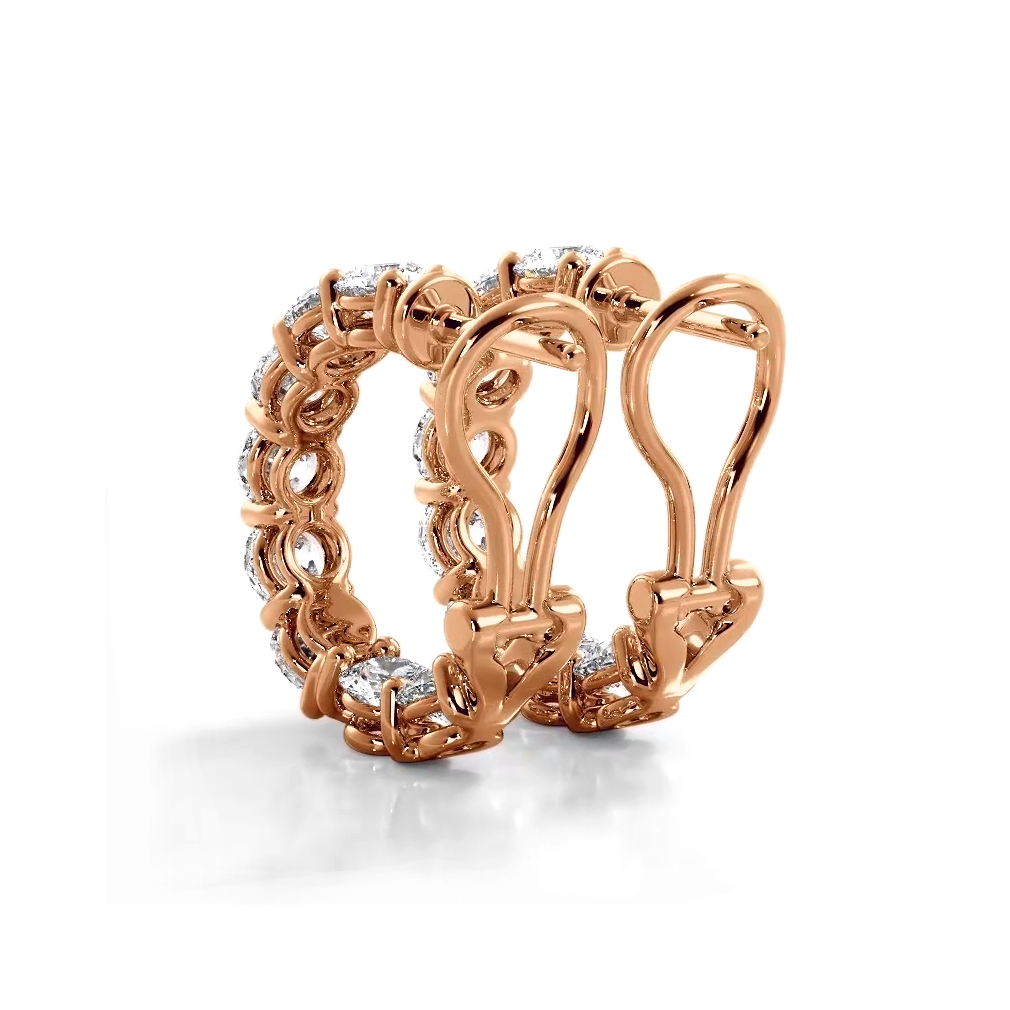 3.0 ctw. Diamond Hoop Earrings With Open Omega Backs-VIRABYANI