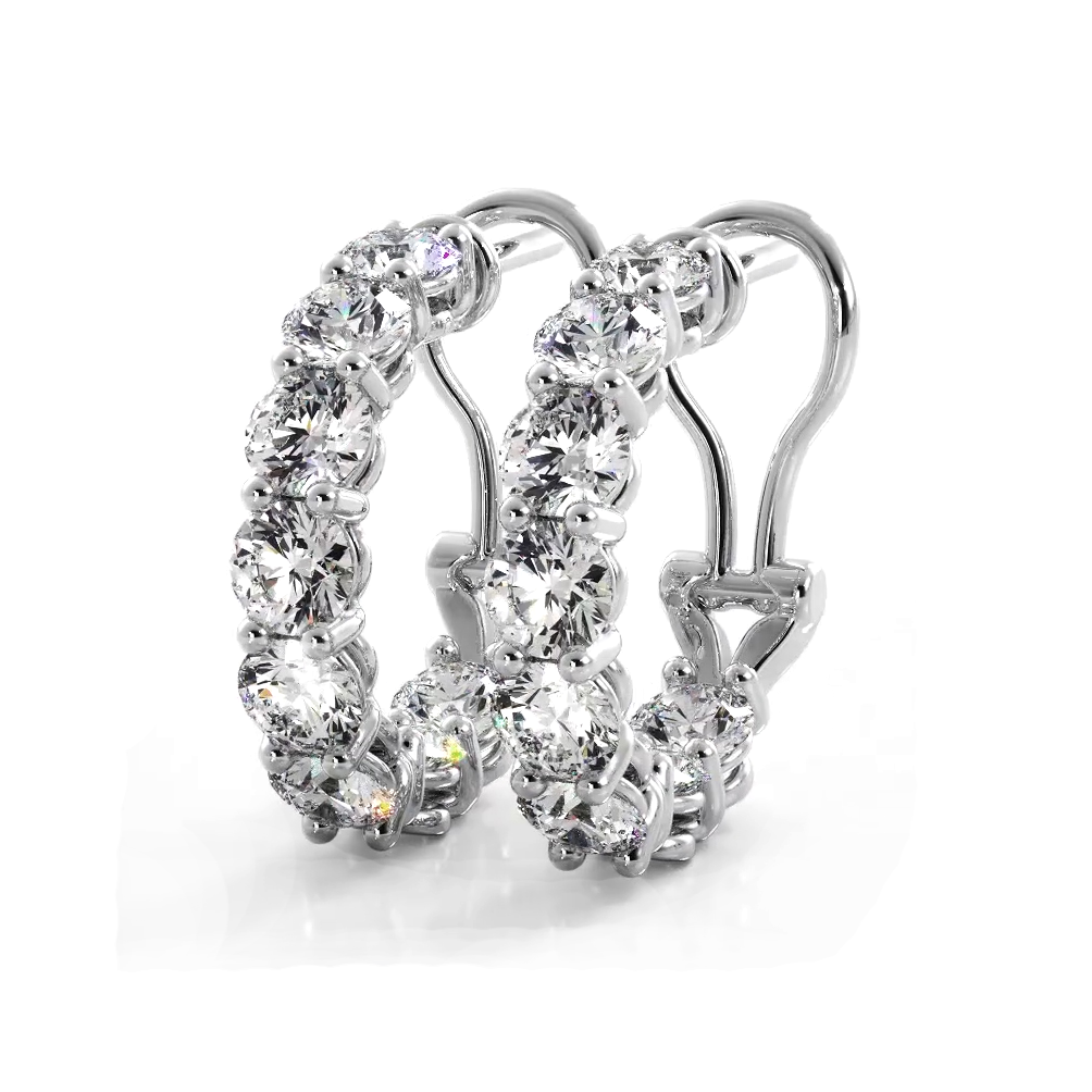 3.0 ctw. Diamond Hoop Earrings With Open Omega Backs-VIRABYANI