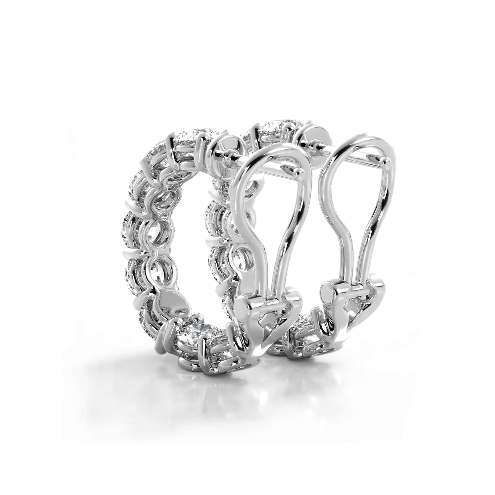 3.0 ctw. Diamond Hoop Earrings With Open Omega Backs-VIRABYANI