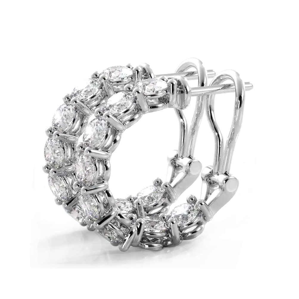 3.0 ctw. Diamond Hoop Earrings With Open Omega Backs-VIRABYANI