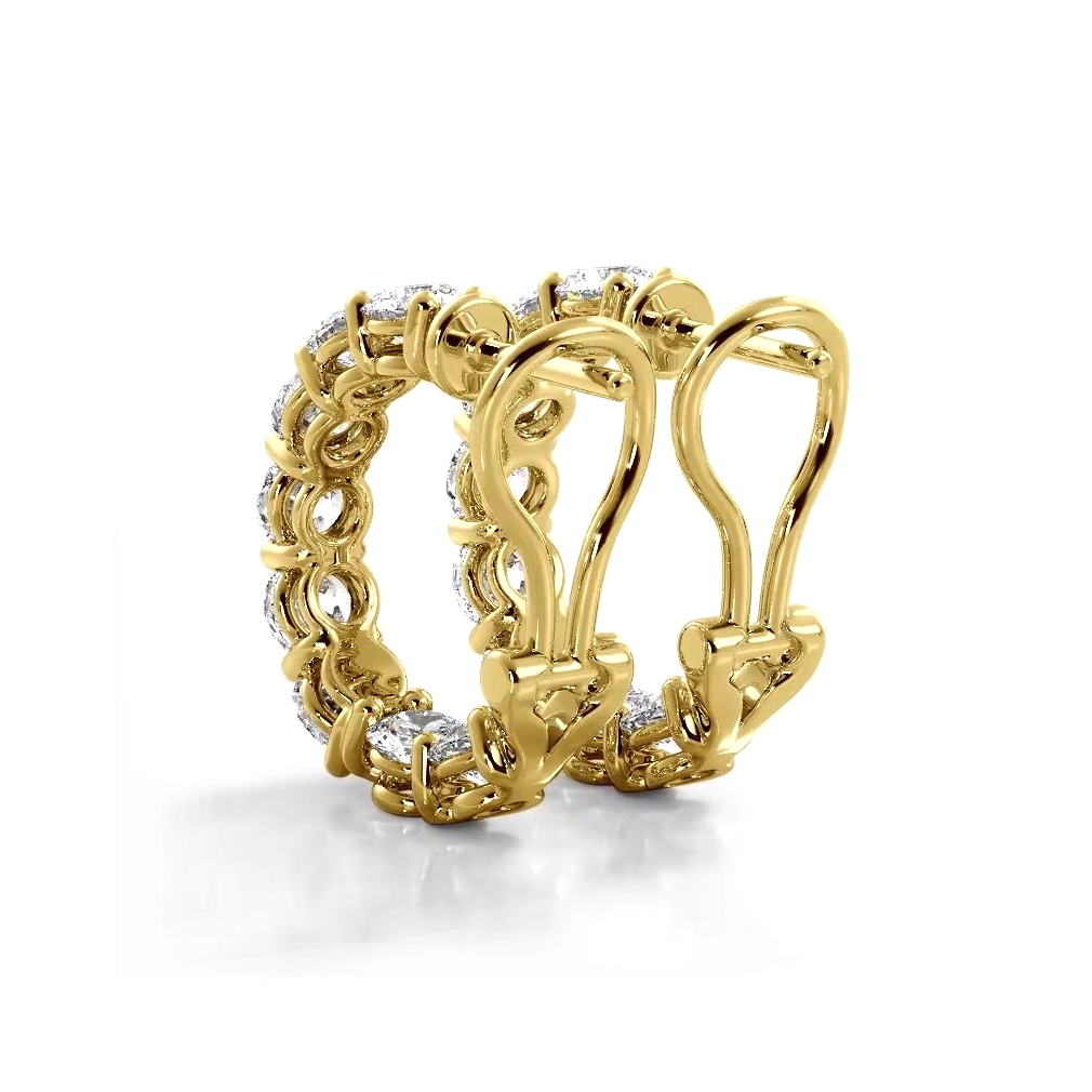 3.0 ctw. Diamond Hoop Earrings With Open Omega Backs-VIRABYANI