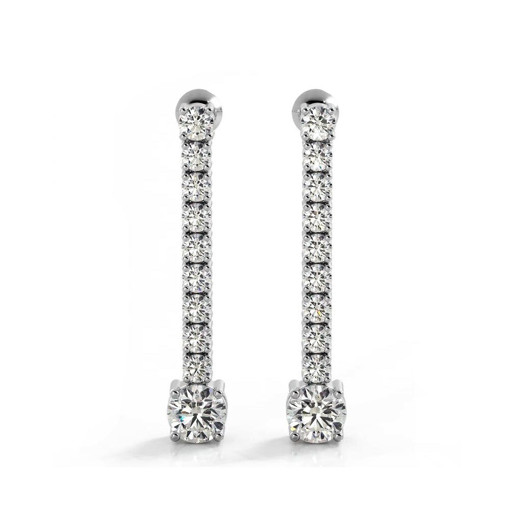 1.35 ctw. Round Diamonds Dangle Drop Earrings-VIRABYANI