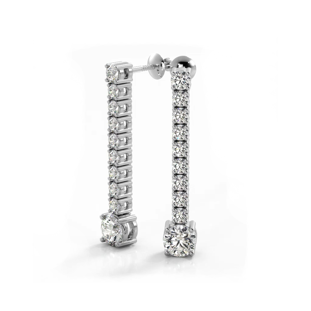 1.35 ctw. Round Diamonds Dangle Drop Earrings-VIRABYANI