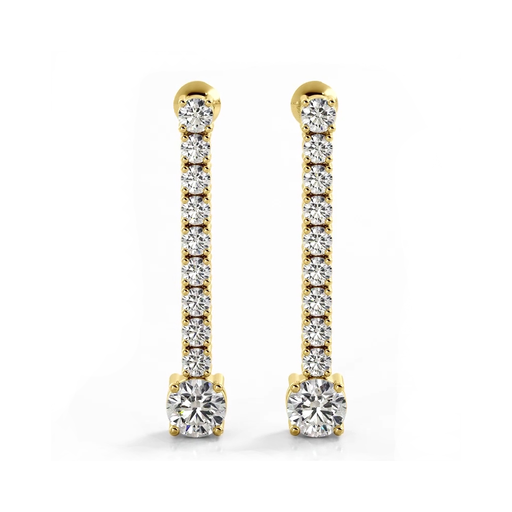 1.35 ctw. Round Diamonds Dangle Drop Earrings-VIRABYANI