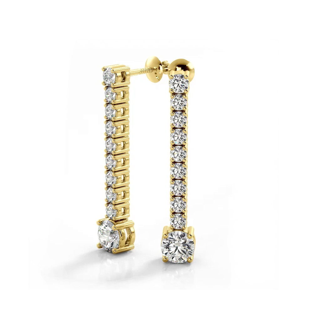 1.35 ctw. Round Diamonds Dangle Drop Earrings-VIRABYANI