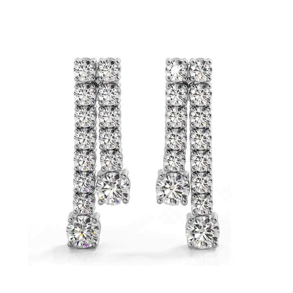 1.63 ctw. Double Strand Graduated Diamond Dangle Earrings-VIRABYANI