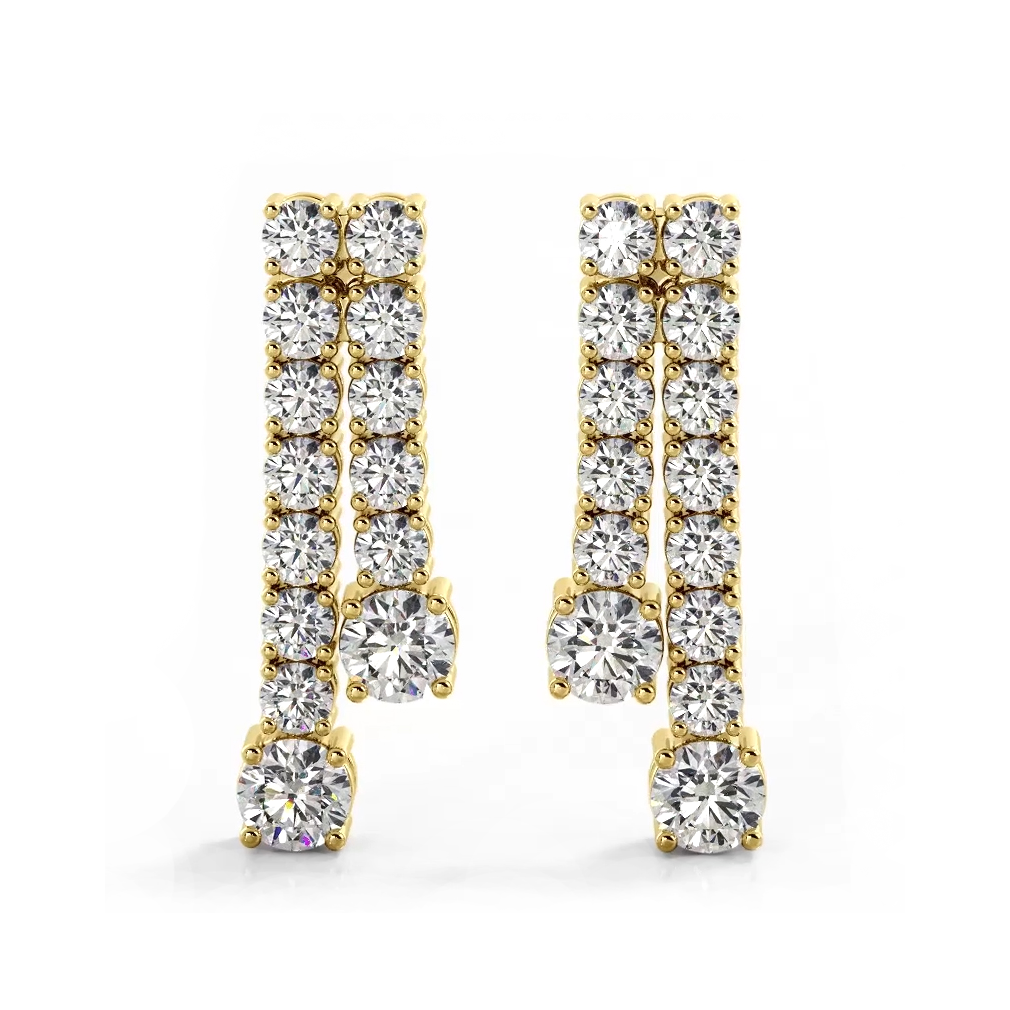 1.63 ctw. Double Strand Graduated Diamond Dangle Earrings-VIRABYANI