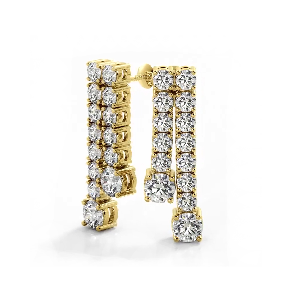 1.63 ctw. Double Strand Graduated Diamond Dangle Earrings-VIRABYANI