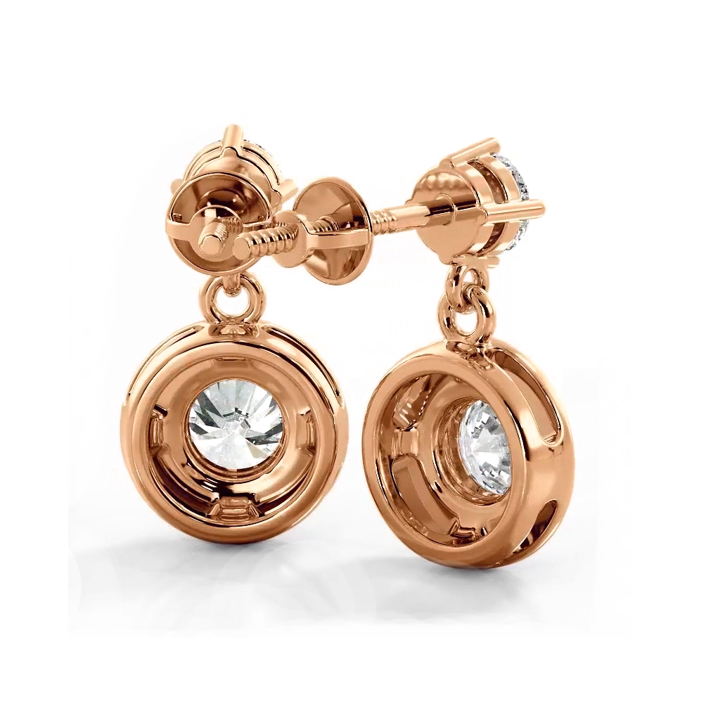 1.08 ctw. Round Diamond Heavenly Halo Drop Earrings-VIRABYANI