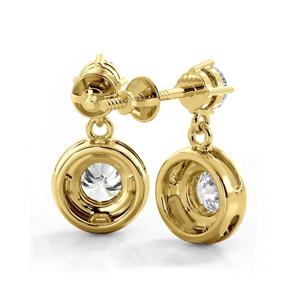 1.08 ctw. Round Diamond Heavenly Halo Drop Earrings-VIRABYANI