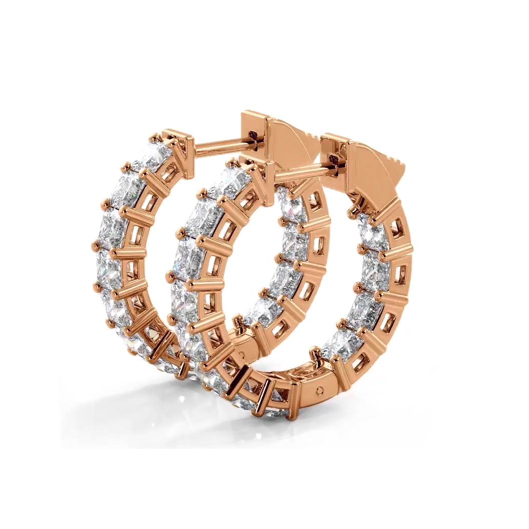 3.50 ctw. Princess Cut Diamond Hoop Earrings-VIRABYANI