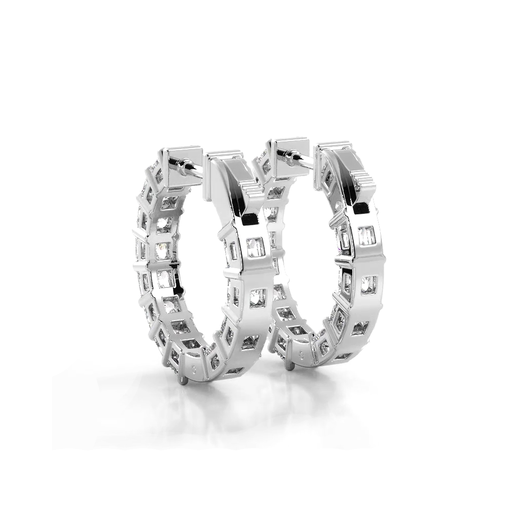 3.50 ctw. Princess Cut Diamond Hoop Earrings-VIRABYANI