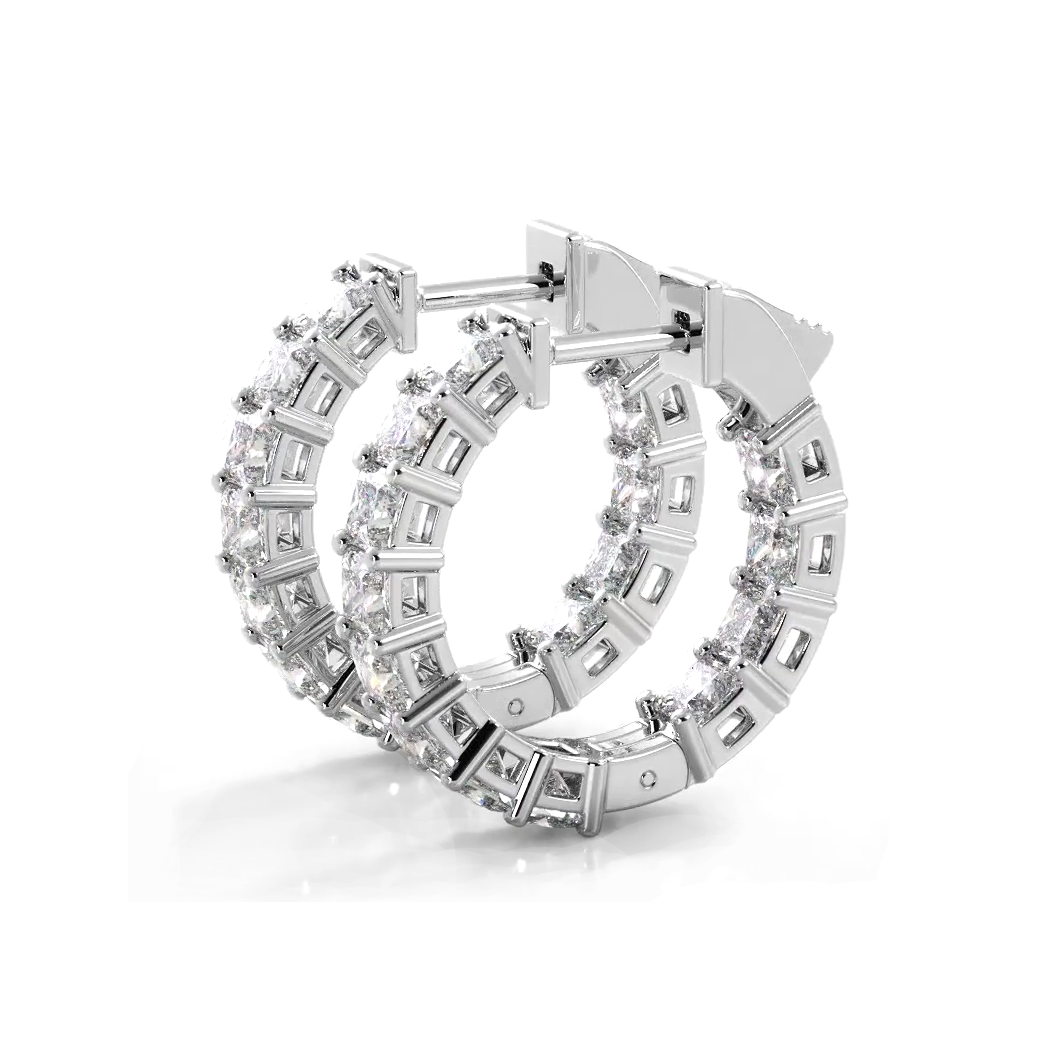 3.50 ctw. Princess Cut Diamond Hoop Earrings-VIRABYANI