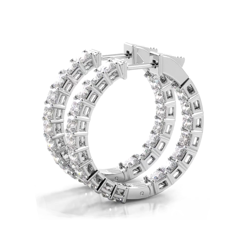 Classic 5.50 ctw. Princess Cut Diamond Hoop Earrings-VIRABYANI