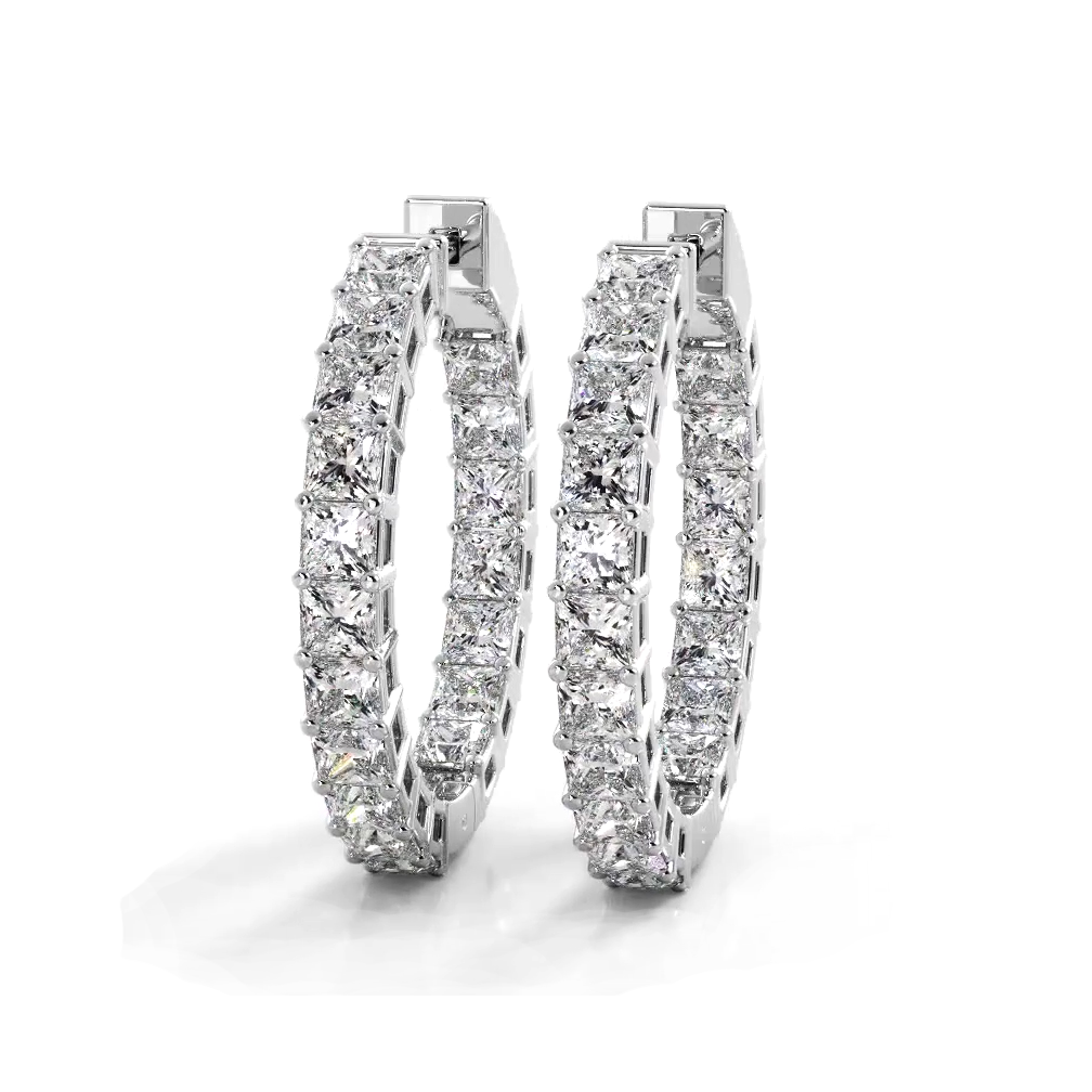 Classic 5.50 ctw. Princess Cut Diamond Hoop Earrings-VIRABYANI