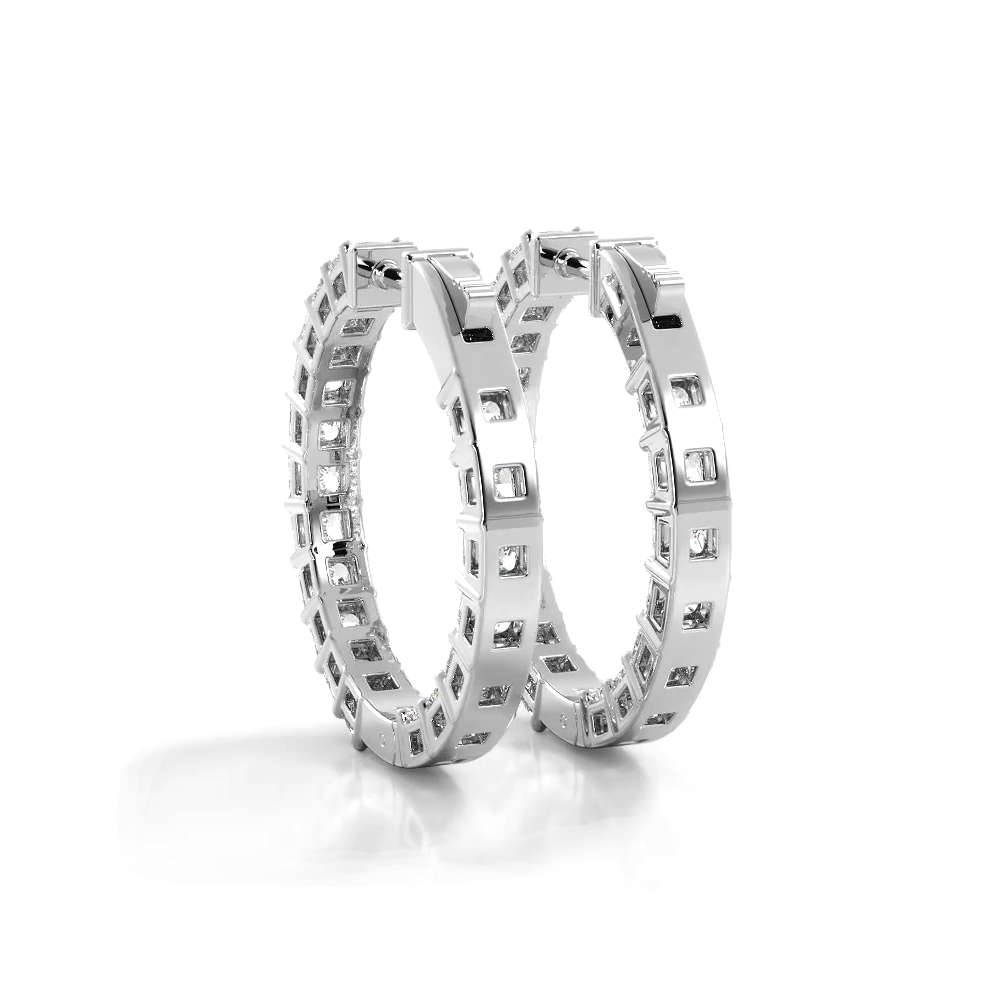 Classic 5.50 ctw. Princess Cut Diamond Hoop Earrings-VIRABYANI