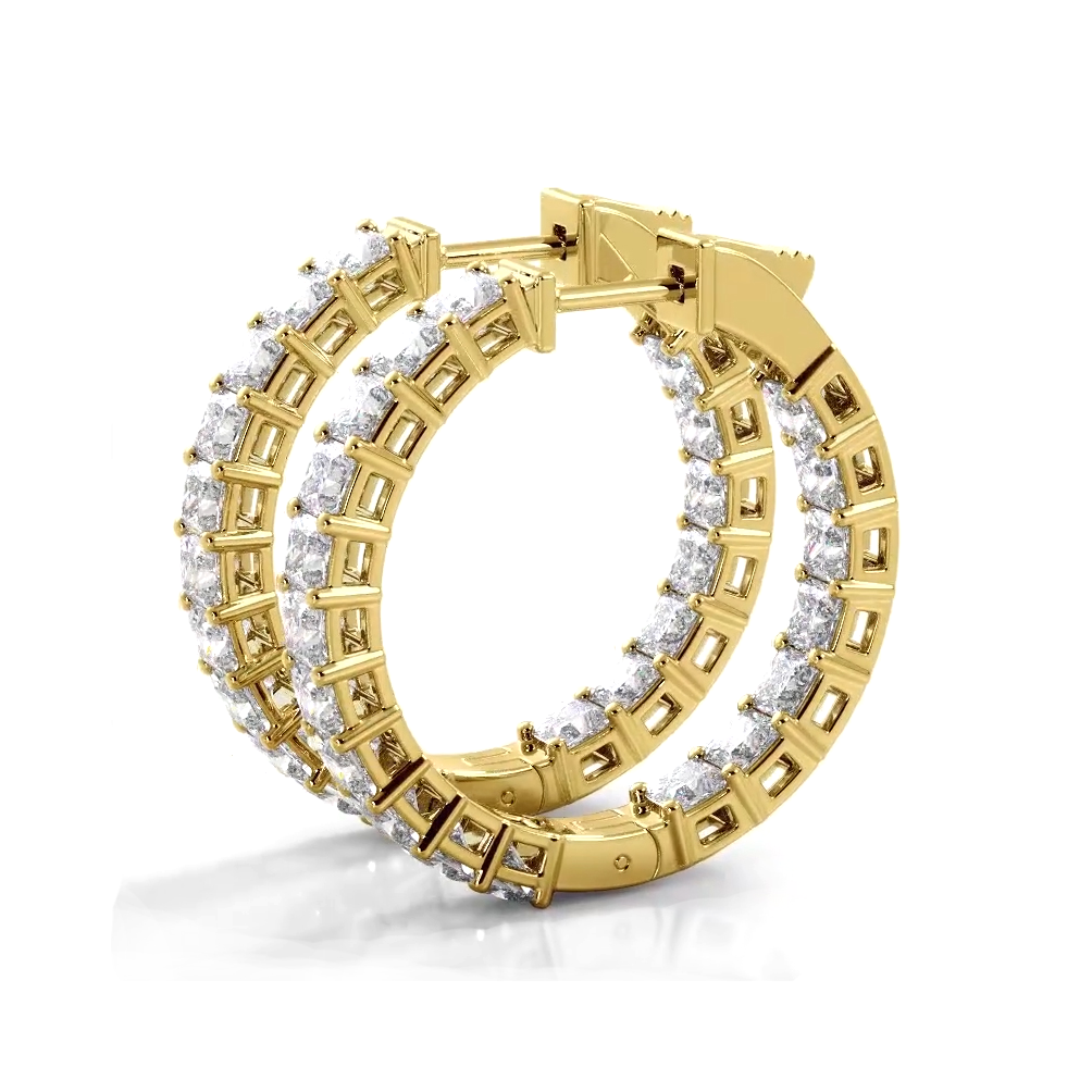 Classic 5.50 ctw. Princess Cut Diamond Hoop Earrings-VIRABYANI