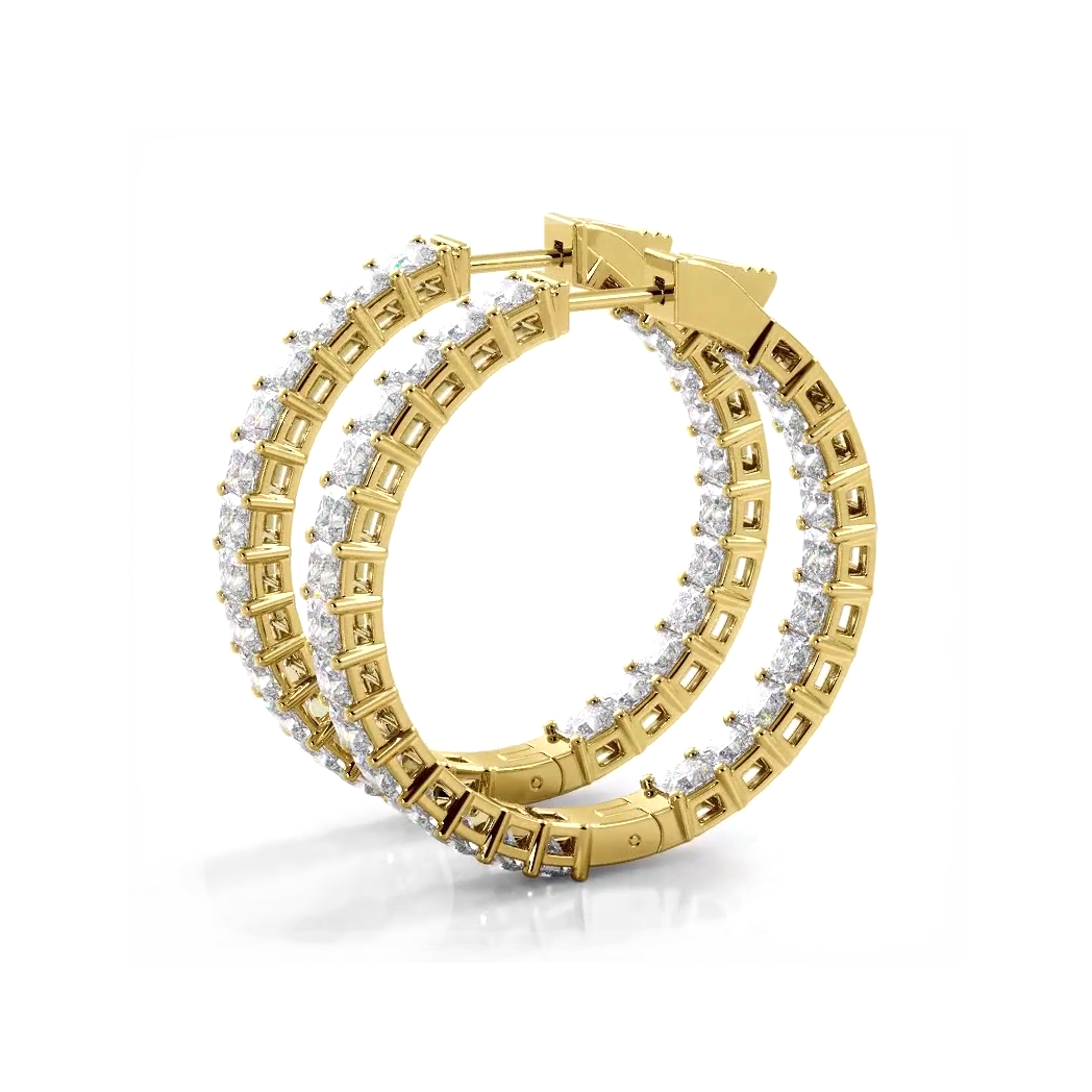 Classic 8.0 ctw. Princess Cut Diamond Hoop Earrings-VIRABYANI