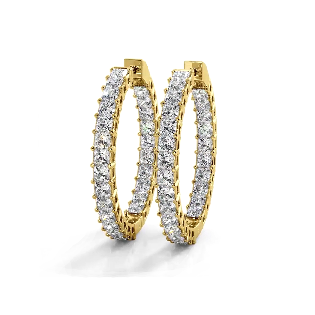 Classic 8.0 ctw. Princess Cut Diamond Hoop Earrings-VIRABYANI