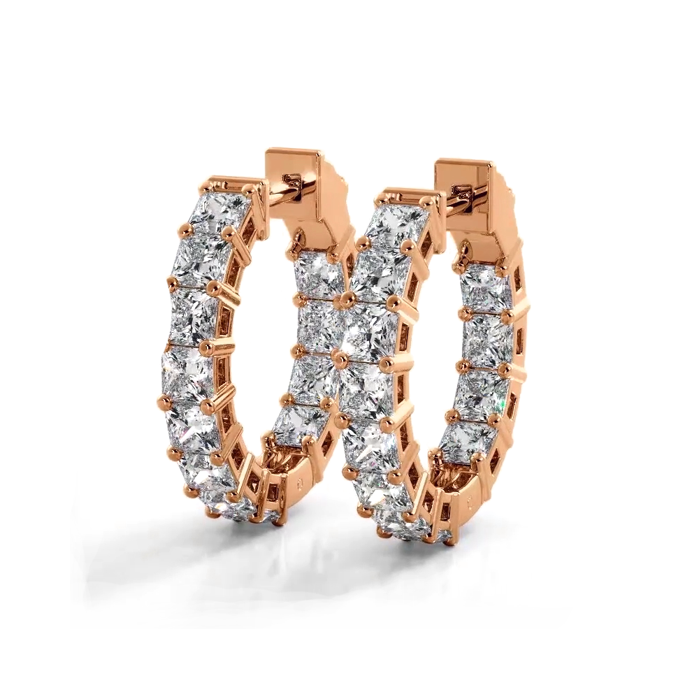 3.50 ctw. Princess Cut Diamond Hoop Earrings-VIRABYANI