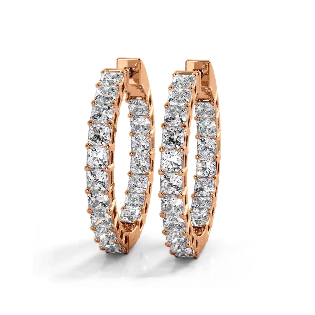 Classic 5.50 ctw. Princess Cut Diamond Hoop Earrings-VIRABYANI