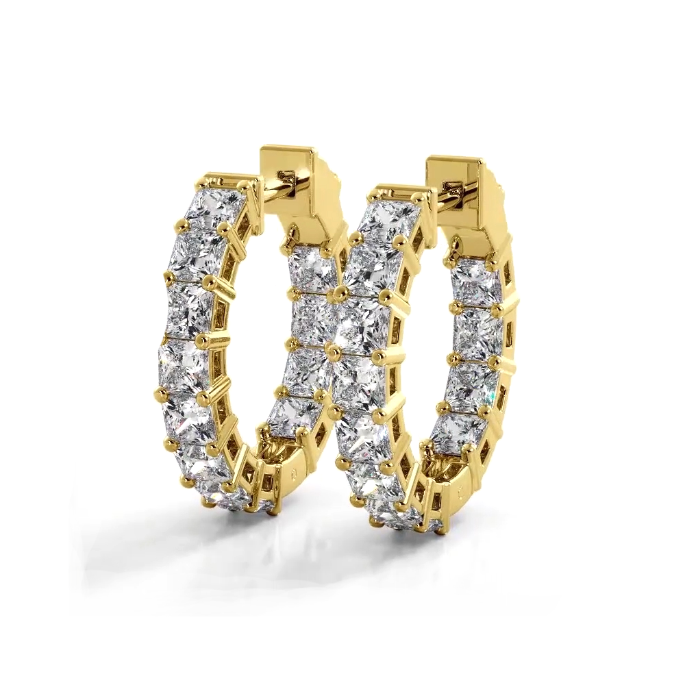 3.50 ctw. Princess Cut Diamond Hoop Earrings-VIRABYANI