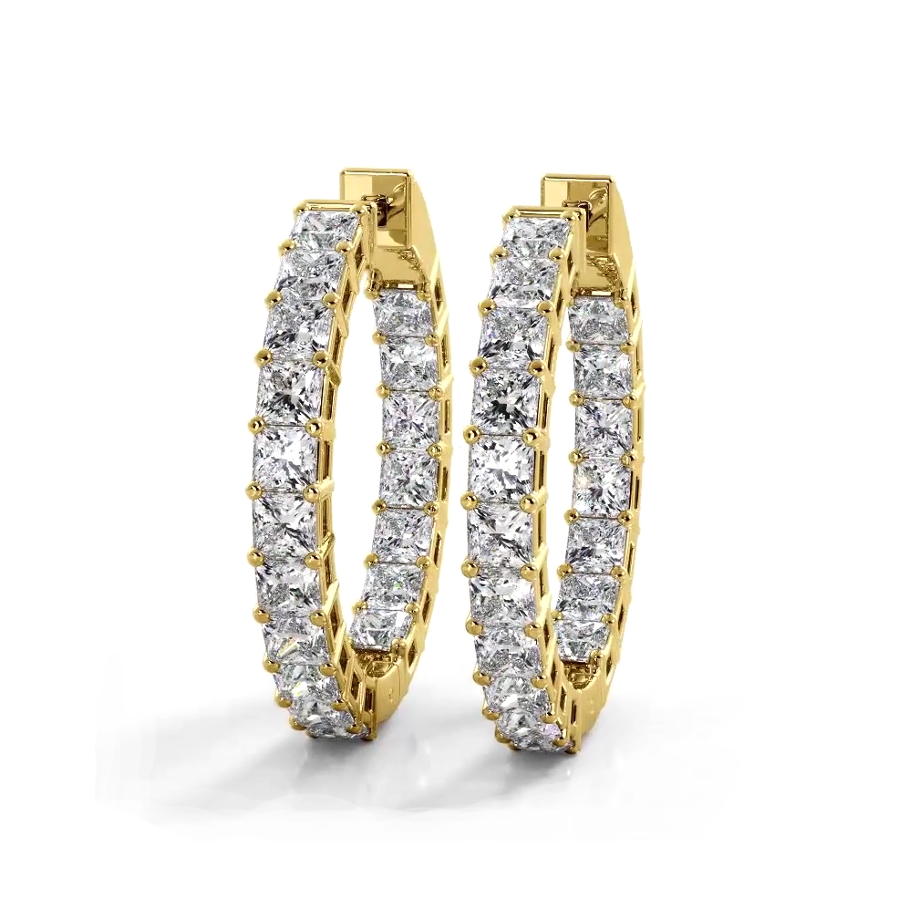 Classic 5.50 ctw. Princess Cut Diamond Hoop Earrings-VIRABYANI