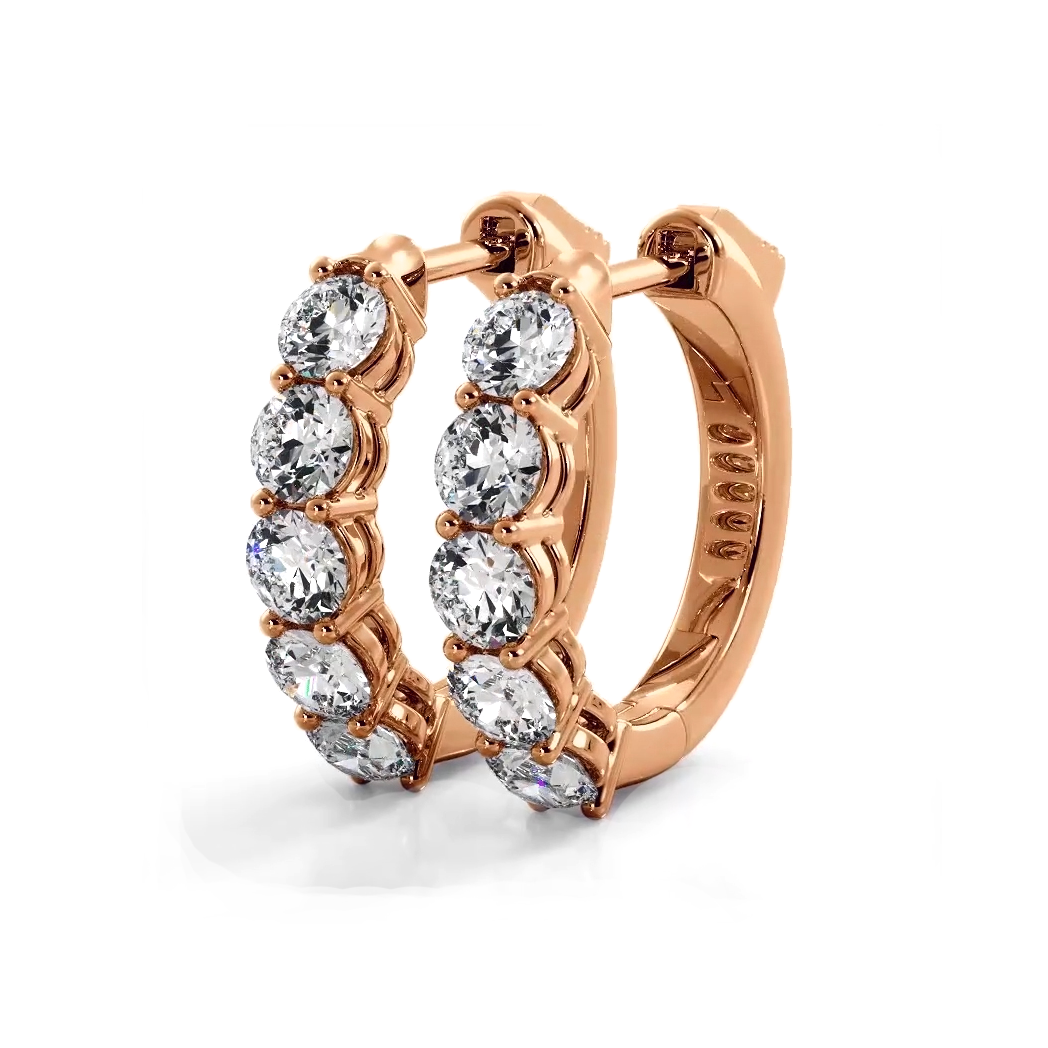 Classic 1.0 ctw. Five Stone Diamond Hoop Earrings-VIRABYANI