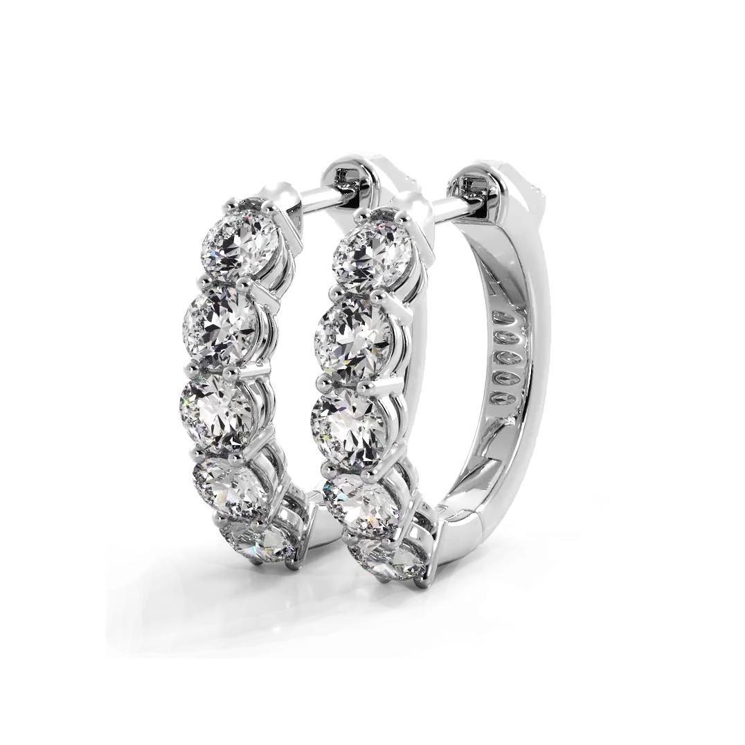 Classic 1.0 ctw. Five Stone Diamond Hoop Earrings-VIRABYANI