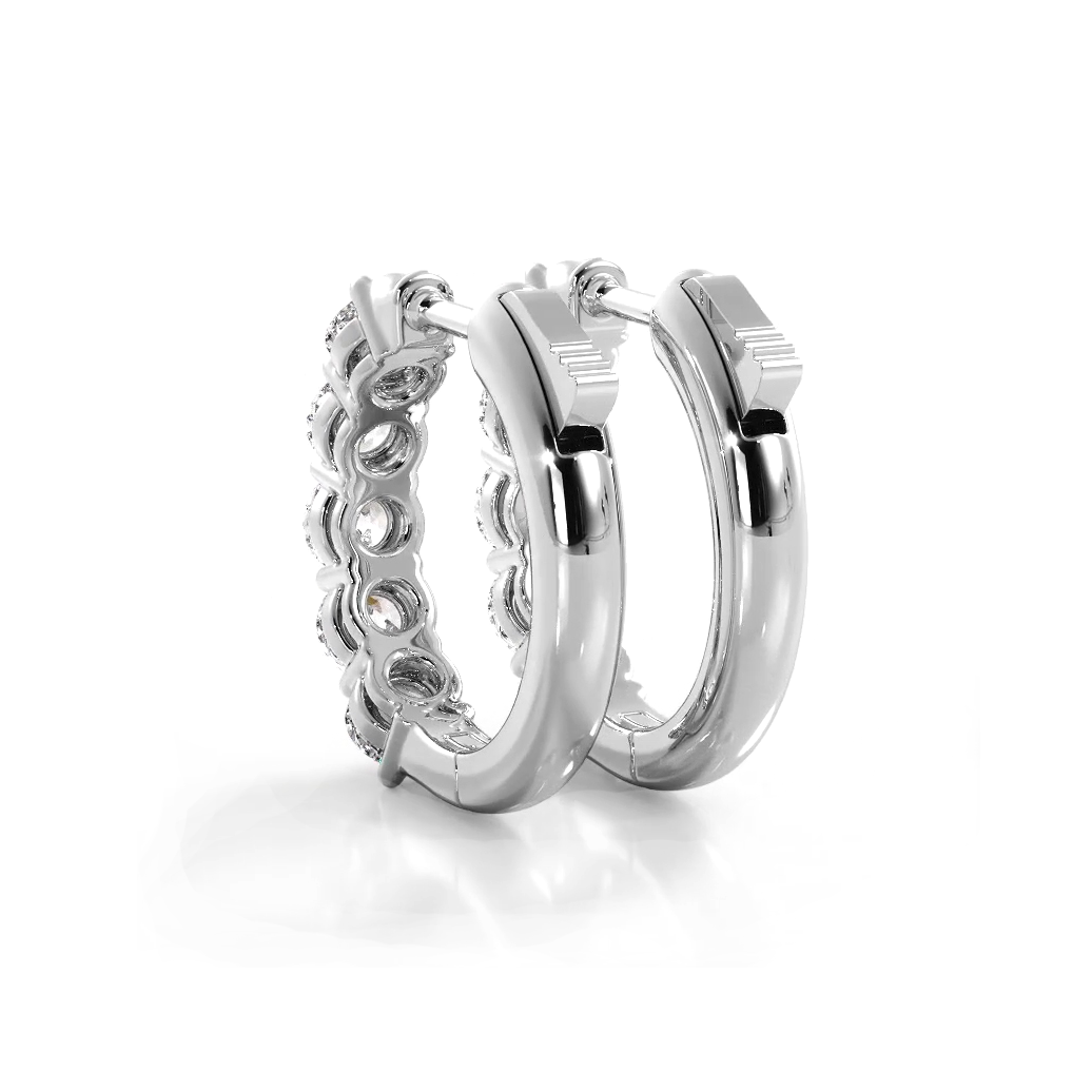 Classic 1.0 ctw. Five Stone Diamond Hoop Earrings-VIRABYANI