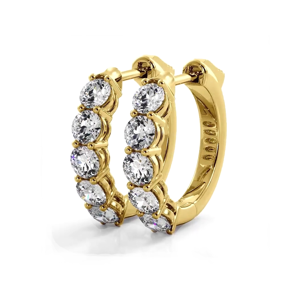 Classic 1.0 ctw. Five Stone Diamond Hoop Earrings-VIRABYANI