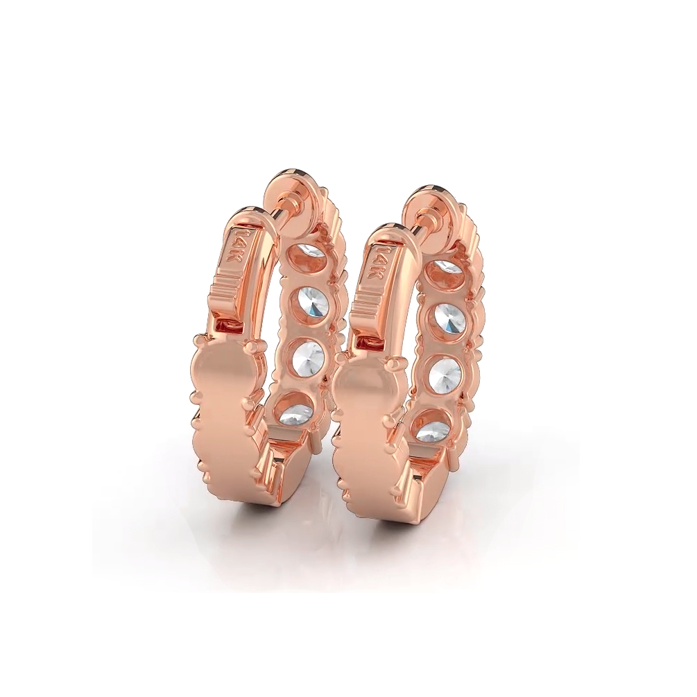 1.0 ctw. Diamond Hoop Earrings Crown Style Setting-VIRABYANI