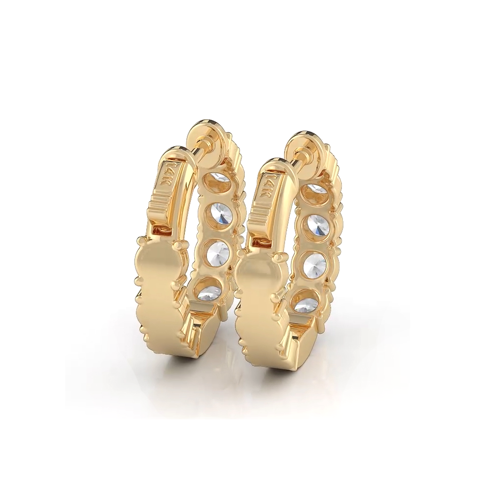 1.0 ctw. Diamond Hoop Earrings Crown Style Setting-VIRABYANI