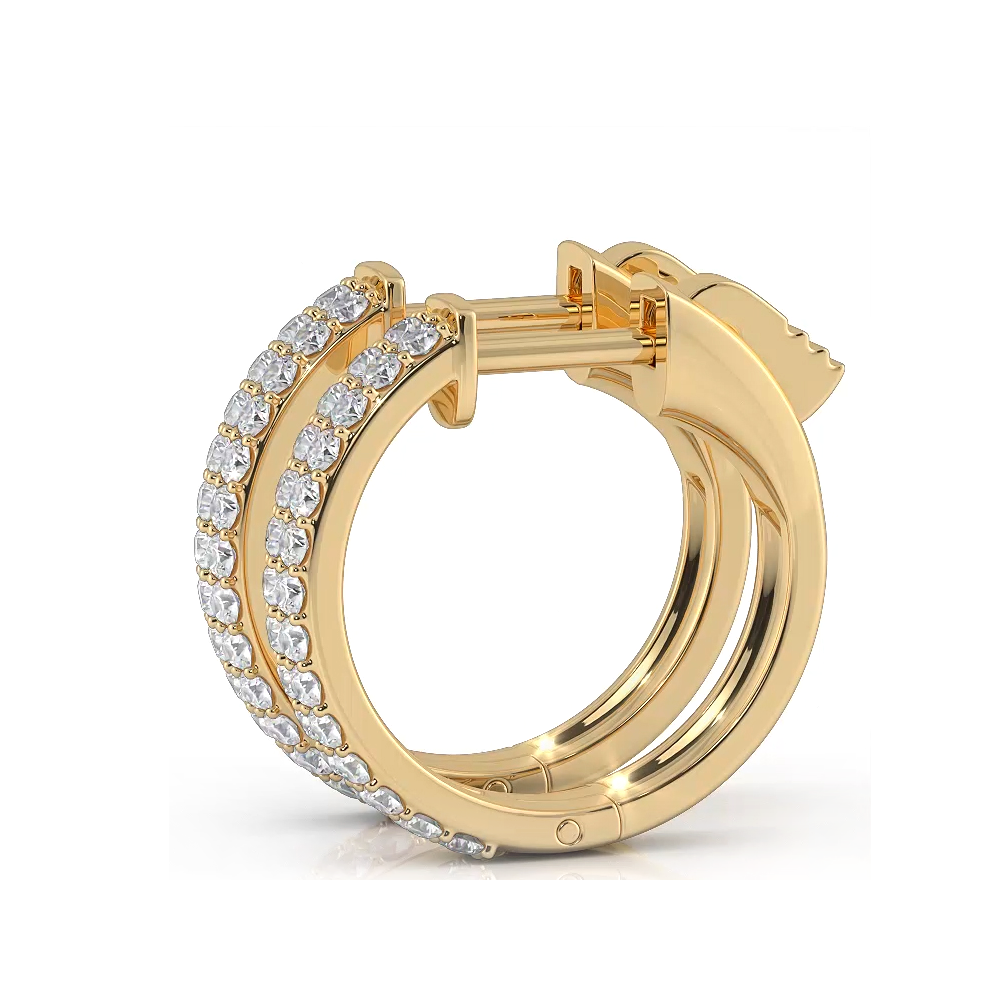 0.50 ctw. Double Row Round Diamond Huggie Style Hoop Earrings-VIRABYANI