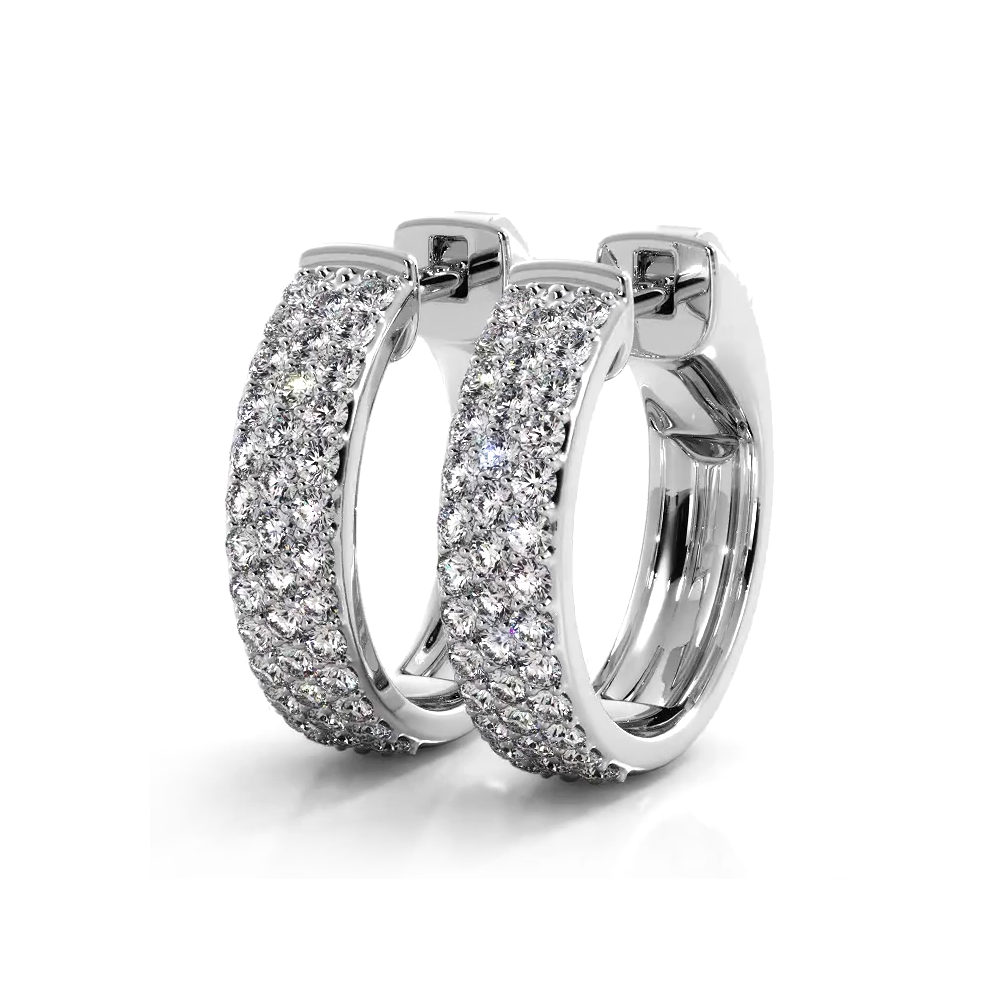 0.70 ctw. Three Row Huggie Diamond Hoop Earrings-VIRABYANI