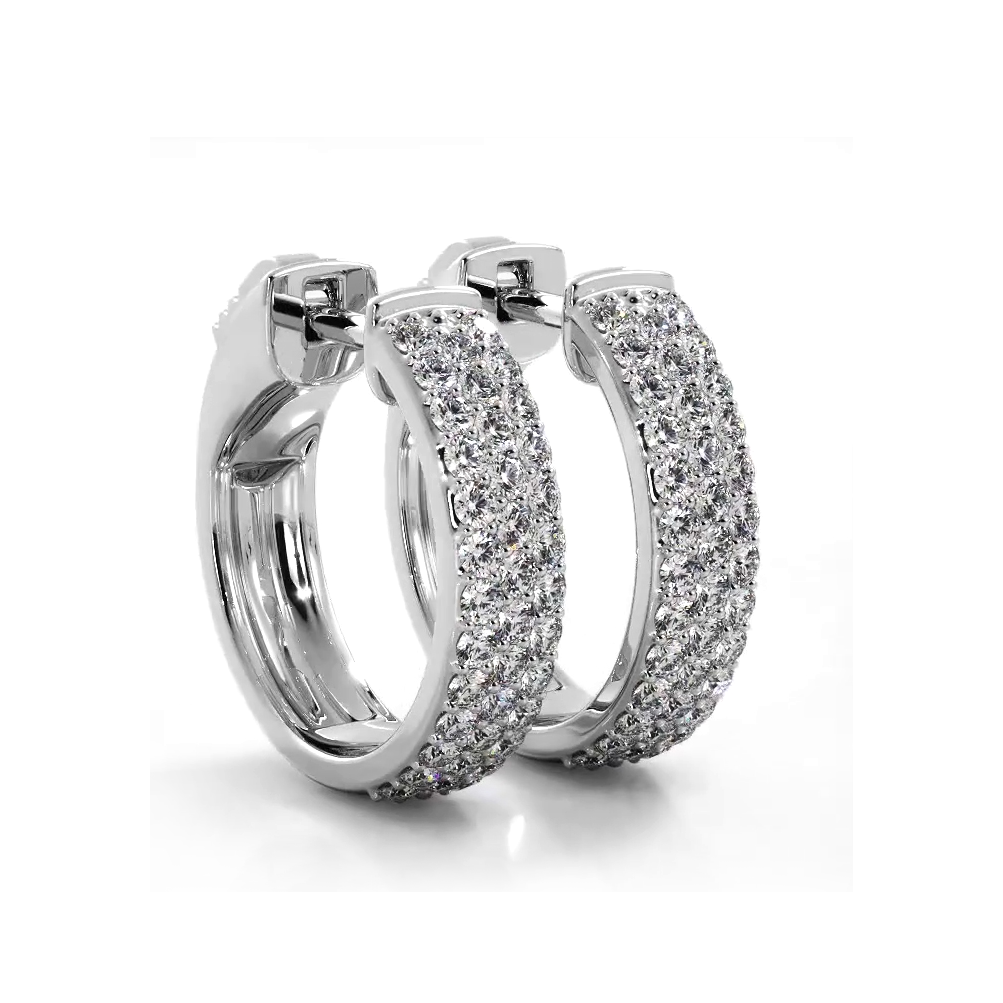 0.70 ctw. Three Row Huggie Diamond Hoop Earrings-VIRABYANI