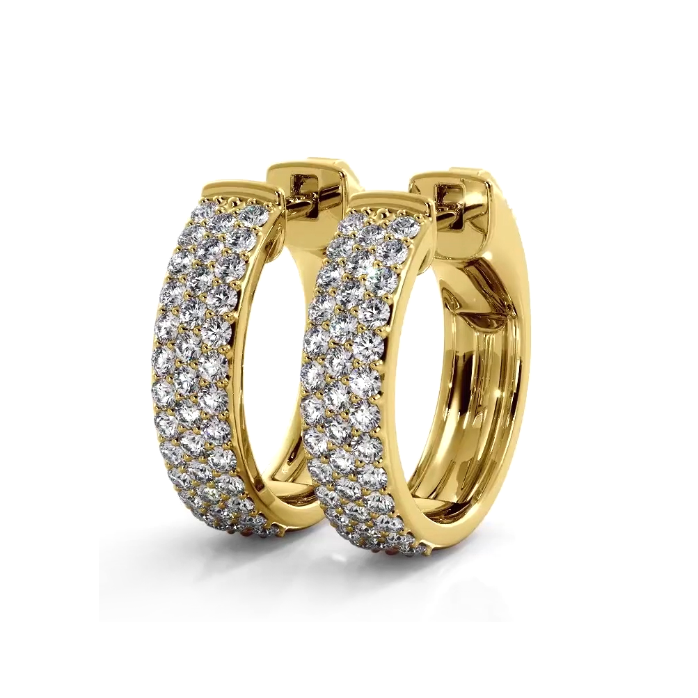 0.70 ctw. Three Row Huggie Diamond Hoop Earrings-VIRABYANI
