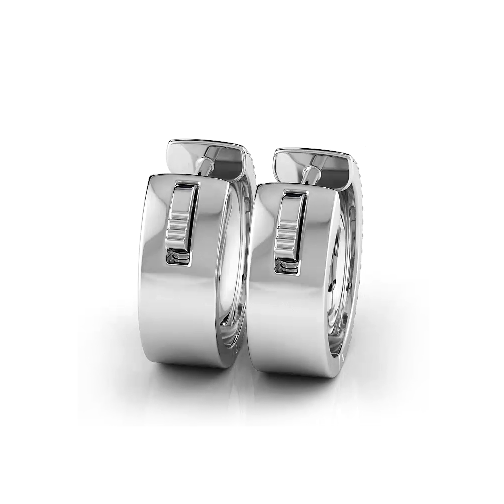 Five Row 1.0 ctw. Round Brilliant Diamond Hoop Earrings Huggie Style-VIRABYANI