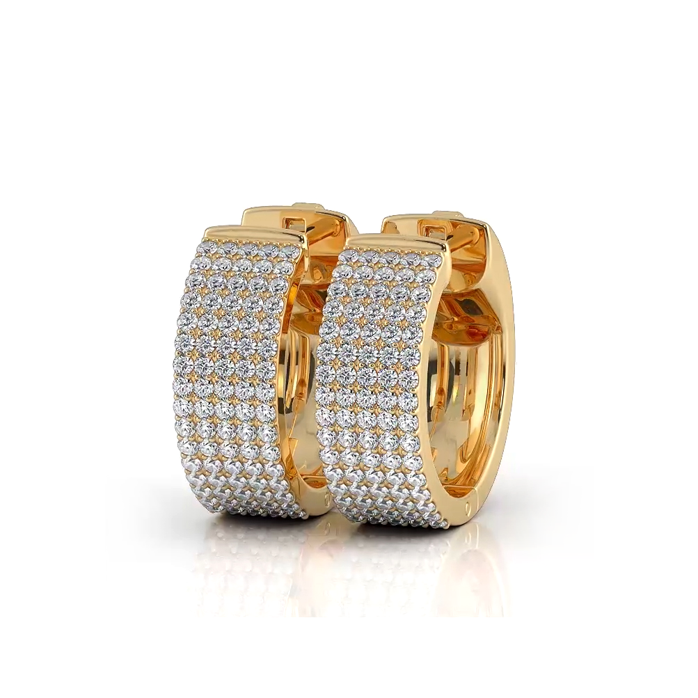Five Row 1.0 ctw. Round Brilliant Diamond Hoop Earrings Huggie Style-VIRABYANI