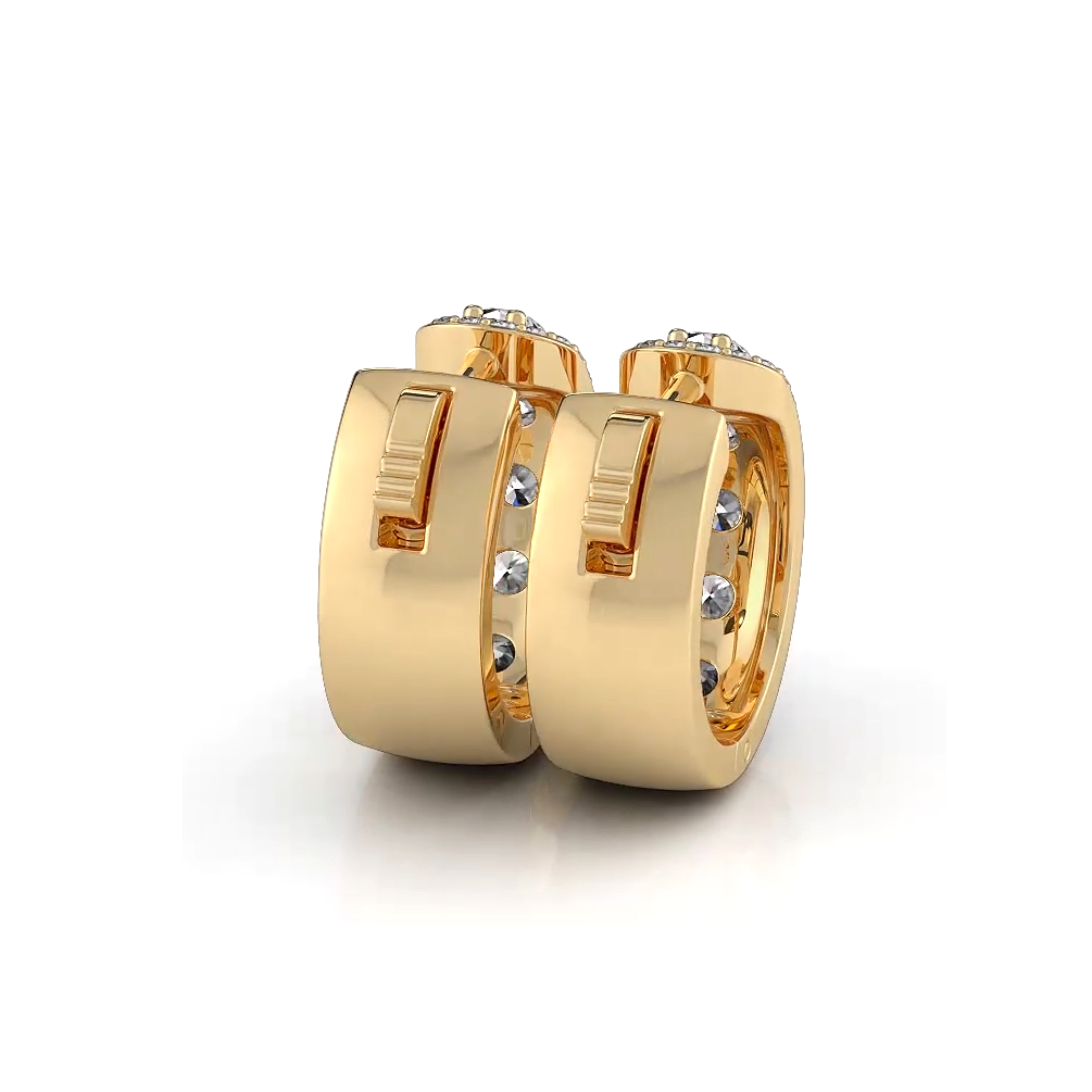 2.0 ctw. Three Rows Round Diamond Huggie Hoop Earrings-VIRABYANI