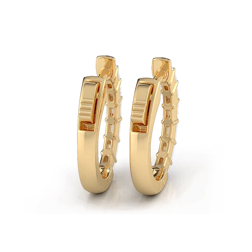 0.50 ctw. Baguette Diamond Hoop Earrings Huggie Style-VIRABYANI