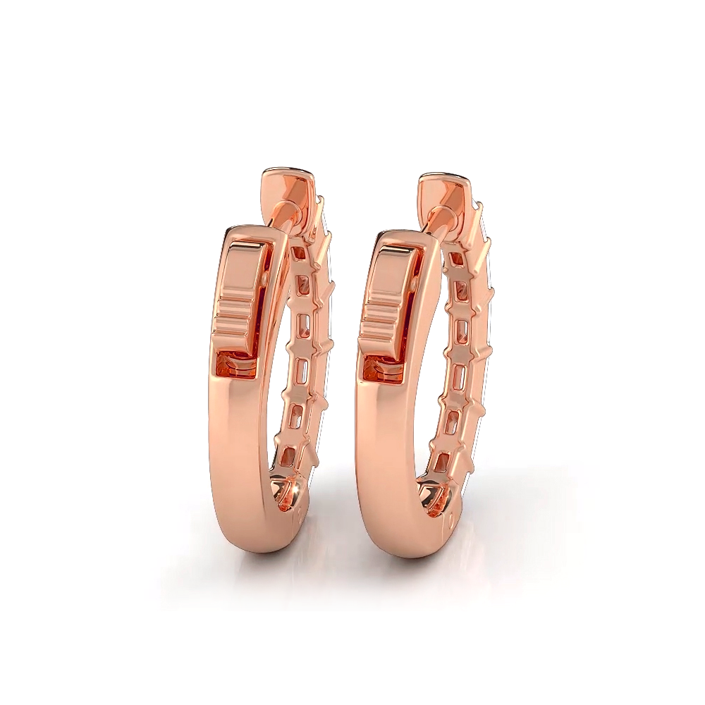 0.50 ctw. Baguette Diamond Hoop Earrings Huggie Style-VIRABYANI