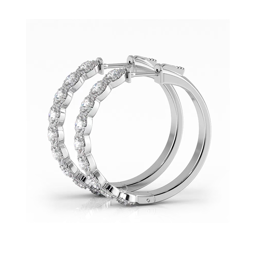 3.50 ctw. Halo Round Diamond Hoop Earrings-VIRABYANI