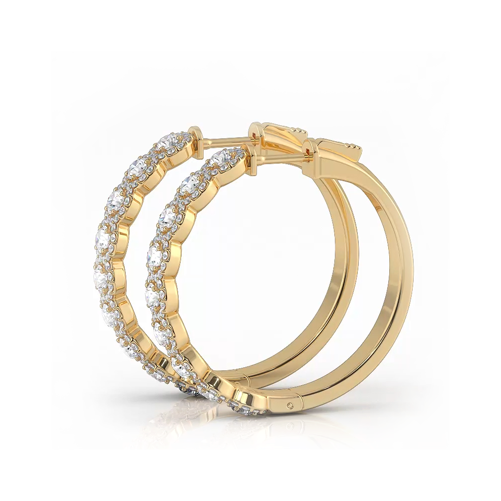 3.50 ctw. Halo Round Diamond Hoop Earrings-VIRABYANI